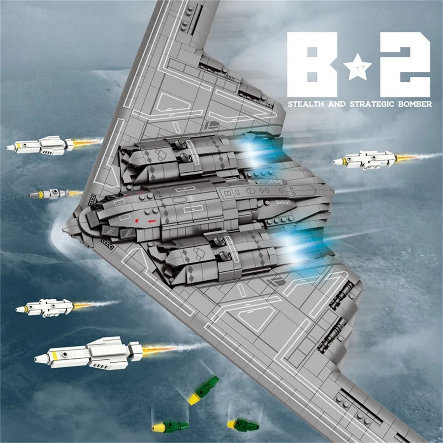 2063pcs B2 Stealth Bomber Building Blocks MOC Technical Military Model Kit Desktop Display Back to School Gift for Adults